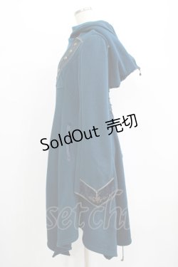 画像2: Ozz oneste / フード付き薔薇刺繍ロングジャケット  ターコイズ H-25-06-27-1024-OO-JA-KB-ZH