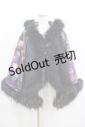 Qutie Frash / 和柄ポンチョコート  黒 H-25-06-27-1025-QU-CO-KB-ZH