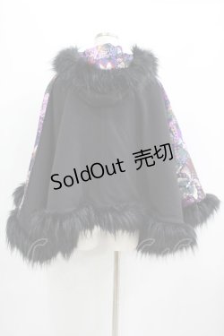 画像3: Qutie Frash / 和柄ポンチョコート  黒 H-25-06-27-1025-QU-CO-KB-ZH