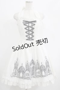 Moi-meme-Moitie / チャーチゲートプリントサンドレス  オフ×ブラック H-25-06-27-1003-MO-OP-KB-ZH