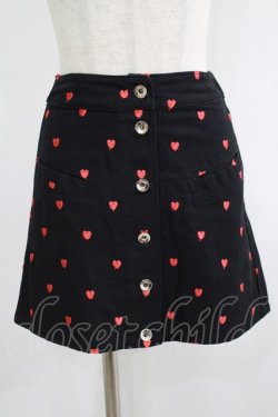 画像1: lilLilly / ハート刺繍ミニスカート FREE 黒 H-25-06-27-1031-LO-BL-KB-ZH