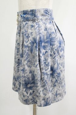 画像2: elements,H / パールチャーム付フラワースカート  グレー×ブルー H-25-06-27-1034-PU-SK-KB-ZH