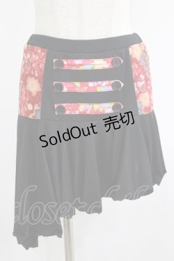 画像1: gouk / 和柄アシメキュロット  黒×赤 H-25-06-27-1042-GO-PA-KB-ZH