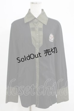 画像1: Rozen Kavalier / ストライプ切替長袖ブラウス  黒 H-25-06-27-1047-OO-BL-KB-ZH