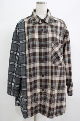 TRAVAS TOKYO / Furry bear docking check shirts Free ベージュ×グレー H-25-06-27-1055-PU-BL-KB-ZH