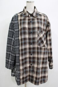 TRAVAS TOKYO / Furry bear docking check shirts Free ベージュ×グレー H-25-06-27-1055-PU-BL-KB-ZH
