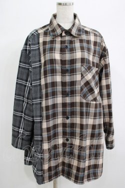 画像1: TRAVAS TOKYO / Furry bear docking check shirts Free ベージュ×グレー H-25-06-27-1055-PU-BL-KB-ZH