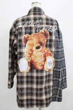 画像3: TRAVAS TOKYO / Furry bear docking check shirts Free ベージュ×グレー H-25-06-27-1055-PU-BL-KB-ZH