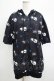 画像1: NieR Clothing / 総柄ZIP半袖パーカー F 黒 H-25-06-27-1056-PU-TO-KB-ZH (1)