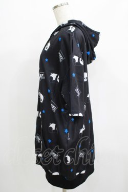画像2: NieR Clothing / 総柄ZIP半袖パーカー F 黒 H-25-06-27-1056-PU-TO-KB-ZH