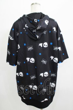 画像3: NieR Clothing / 総柄ZIP半袖パーカー F 黒 H-25-06-27-1056-PU-TO-KB-ZH
