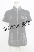 Ozz On / ストライプ切替ZIPトップス  黒 H-25-06-27-1066-OO-TO-KB-ZH