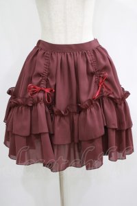 MIHO MATSUDA / ジョーゼットバッスルフリルスカート  ワイン H-25-06-27-1009-GO-SK-KB-ZH