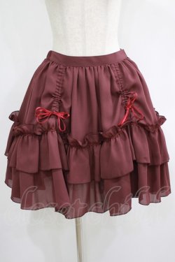 画像1: MIHO MATSUDA / ジョーゼットバッスルフリルスカート  ワイン H-25-06-27-1009-GO-SK-KB-ZH