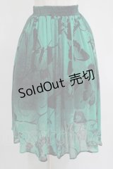 NieR Clothing / GREEN BUTTERFLY SHEER SKIRT  グリーン H-25-06-27-1013-PU-SK-KB-ZH