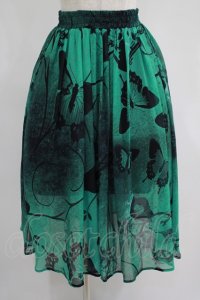 NieR Clothing / GREEN BUTTERFLY SHEER SKIRT  グリーン H-25-06-27-1013-PU-SK-KB-ZH