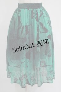 NieR Clothing / GREEN BUTTERFLY SHEER SKIRT  グリーン H-25-06-27-1013-PU-SK-KB-ZH