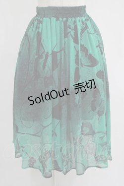 画像1: NieR Clothing / GREEN BUTTERFLY SHEER SKIRT  グリーン H-25-06-27-1013-PU-SK-KB-ZH