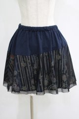 gouk / レイヤード和柄ストライプミニスカート  紺 H-25-06-27-1014-GO-SK-KB-ZH