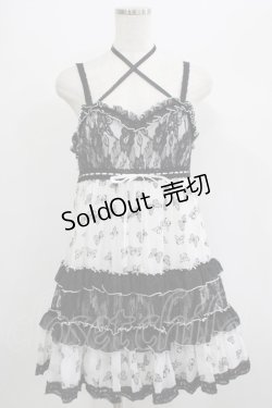 画像1: ALGONQUINS / プリントシフォンベビードール  白×黒 H-25-06-27-1019-AL-OP-KB-ZH