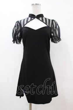 画像1: PUNK RAVE / Chinese Style Silk Fan Cheongsam Dress S ブラック H-25-06-28-035-PU-OP-KB-ZH