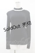 Jane Marple / レーストリムタートルネックセーター M ブラック×オフ H-25-06-28-042-JM-TO-KB-ZH