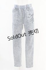 GHOST of HARLEM / 刺繍デニム風レギンスパンツ  青 H-25-06-28-005-GL-PA-KB-ZH