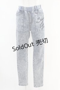 GHOST of HARLEM / 刺繍デニム風レギンスパンツ  青 H-25-06-28-005-GL-PA-KB-ZH