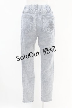 画像2: GHOST of HARLEM / 刺繍デニム風レギンスパンツ  青 H-25-06-28-005-GL-PA-KB-ZH