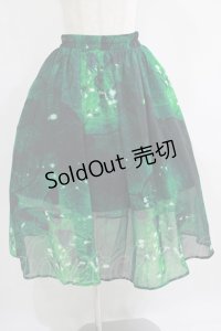 NieR Clothing / GREEN BUTTERFLY SHEER SKIRT  グリーン H-25-06-28-1005-PU-SK-KB-ZH