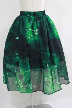 画像1: NieR Clothing / GREEN BUTTERFLY SHEER SKIRT  グリーン H-25-06-28-1005-PU-SK-KB-ZH