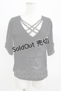 Qutie Frash / クロスインナートップス  黒×黒 H-25-06-28-1012-QU-TO-KB-ZH
