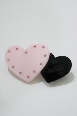 画像1: MILK / ダブルハートバレッタ  ピンク×ブラック H-25-06-28-1023-ML-AC-KB-ZH
