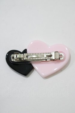 画像2: MILK / ダブルハートバレッタ  ピンク×ブラック H-25-06-28-1023-ML-AC-KB-ZH