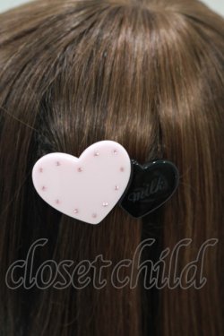 画像4: MILK / ダブルハートバレッタ  ピンク×ブラック H-25-06-28-1023-ML-AC-KB-ZH