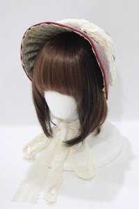 シュエット / レースリボンボンネット  ボルドー×アイボリー H-25-06-28-1029-LO-AC-KB-ZH