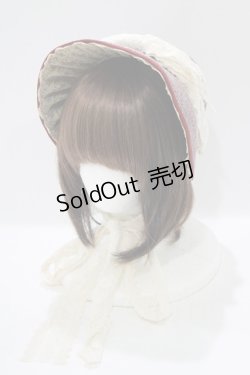画像1: シュエット / レースリボンボンネット  ボルドー×アイボリー H-25-06-28-1029-LO-AC-KB-ZH