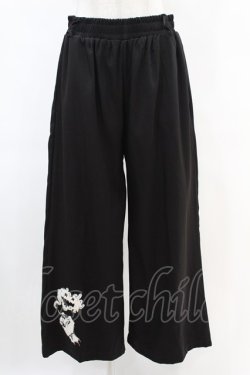 画像1: NieR Clothing / 裾刺繍パンツ  黒 H-25-06-28-013-PU-PA-KB-ZH