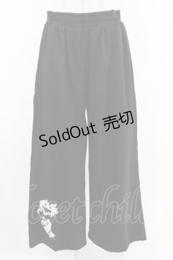 画像1: NieR Clothing / 裾刺繍パンツ  黒 H-25-06-28-013-PU-PA-KB-ZH