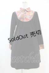 Despair / 和柄切り替えトラペーズワンピース  紫（菊と組紐） H-25-10-24-043-GO-OP-KB-ZH