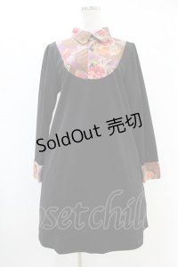 Despair / 和柄切り替えトラペーズワンピース  紫（菊と組紐） H-25-10-24-043-GO-OP-KB-ZH