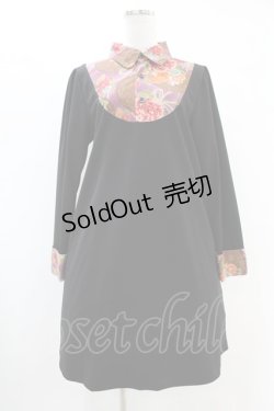 画像1: Despair / 和柄切り替えトラペーズワンピース  紫（菊と組紐） H-25-10-24-043-GO-OP-KB-ZH