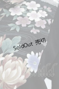 画像3: Despair / 和柄切り替えトラペーズワンピース  黒（菊と鼓） H-25-06-28-028-GO-OP-KB-ZH