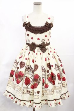 画像1: BABY,THE STARS SHINE BRIGHT / Strawberry Loves Chocolate柄ジャンパースカートIII Free 生成り H-25-06-29-005-BA-OP-NS-ZH