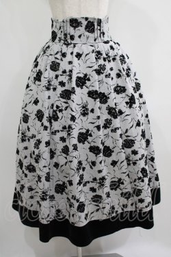 画像1: axes femme / フロッキーフラワー柄スカート Free グレー H-25-06-29-1021-AX-SK-NS-ZH