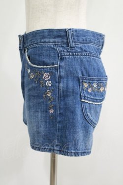 画像2: axes femme / バラ刺繍デニムショートパンツ M ブルー H-25-06-29-1042-AX-PA-NS-ZH