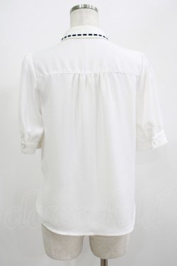 画像3: Fi.n.t / 配色タイ付きはしごリボン衿5分袖ブラウス Free OFF×NAVY H-25-06-29-1052-CA-BL-NS-ZH