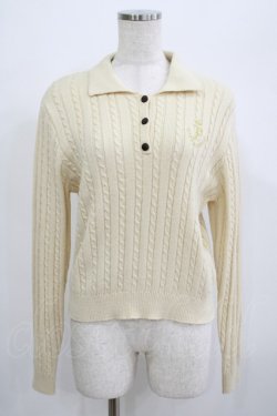 画像1: Fi.n.t / モノグラムロゴ刺繍ニットポロ Free CREAM H-25-06-29-1057-CA-TO-NS-ZH