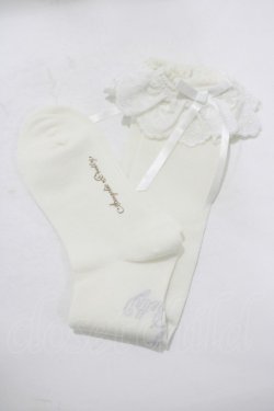 画像1: Angelic Pretty / プリンセスロゴハイソックス  シロ/シルバー H-25-06-29-1067-AP-ZA-NS-ZH