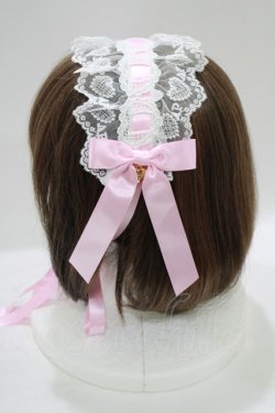 画像2: Angelic Pretty / Airy Heartはしごレースヘッドドレス  シロ/ピンク H-25-06-29-1076-AP-AC-NS-ZH